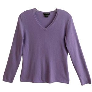 Lord & Taylor Lavender Cashmere V-Neck Sweater M